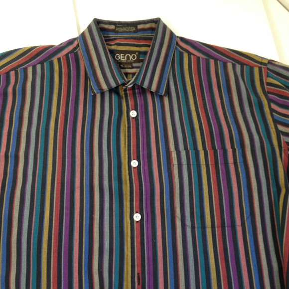 Vintage GENO By Gene Ostro Shirt Single Needle Tailoring Smooth XL - Picture 3 of 6